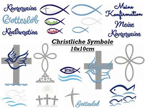 Stickmuster Christliche Symbole 10x10cm ein Designerstück von