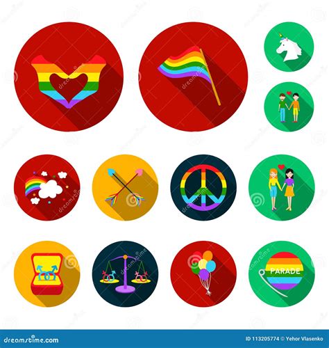 Ícones Lisos Do Gay E Lesbiana Na Coleção Do Grupo Para O Projeto a Minoria E Os Atributos