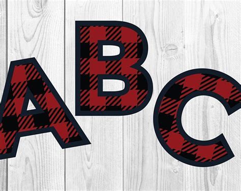 Plaid Letters Svg Buffalo Plaid Font Plaid Alphabet Svg 1st 2nd 3rd