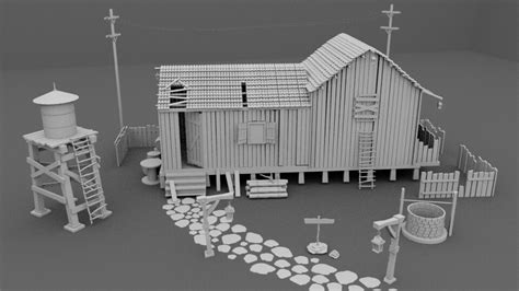 Artstation Wooden Cottage Maya 3d Model Wip