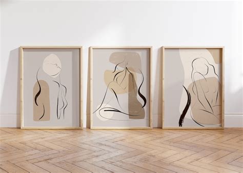 Neutral Wall Prints Naked Line Art Wall Decor Neutral Etsy
