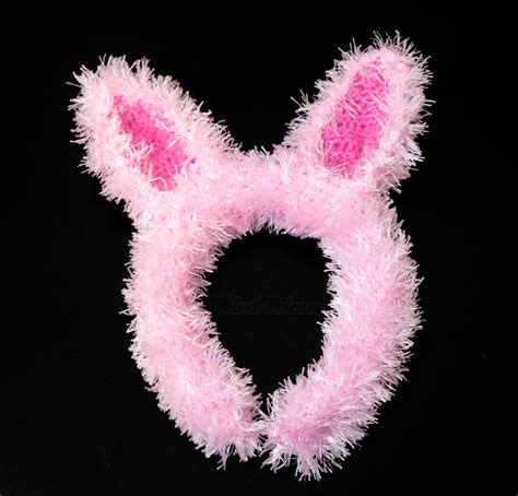 Fuzzy Bunny Ears Headband Soft Eyelash Yarn Fluffy Pink Or White