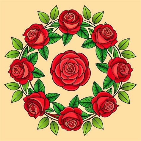 Cuadro Redondo De Rosas Rojas Realistas Ilustraci N Vectorial Vector