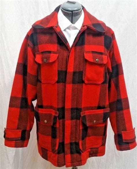 Vtg S Woolrich Buffalo Plaid Mackinaw Hunting Jacket Coat