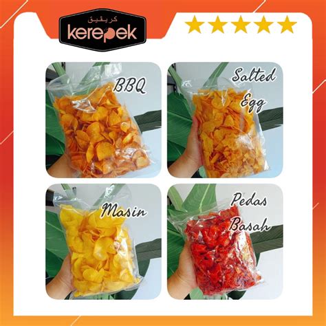 Kerepek UBI Pedas Basah 500gm 1kg Aneka Snack Bbq Chips Pisang Sira