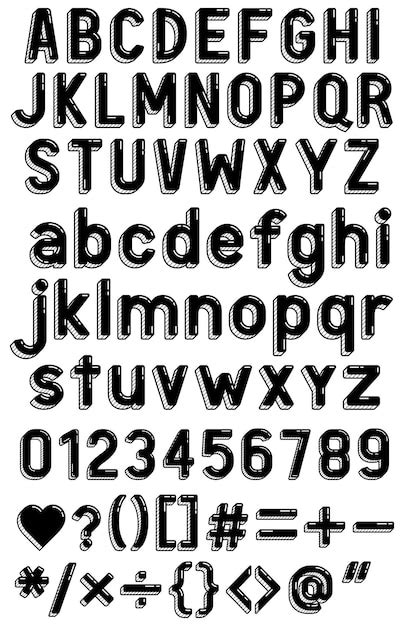 Premium Vector Doodle Alphabet Font Letters Style