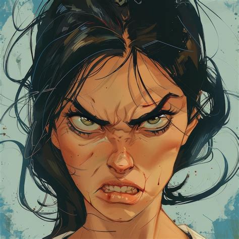 A Digital Painting Of A Womans Face Her Expression Is One Of Anger And