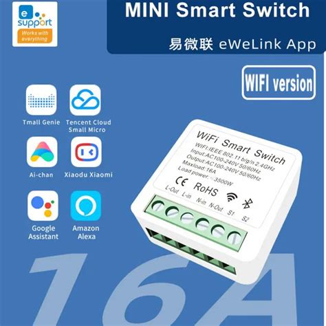 Aubess Ewelink Wifi 16a Mini Smart Switch Support 2 Way Control Timer