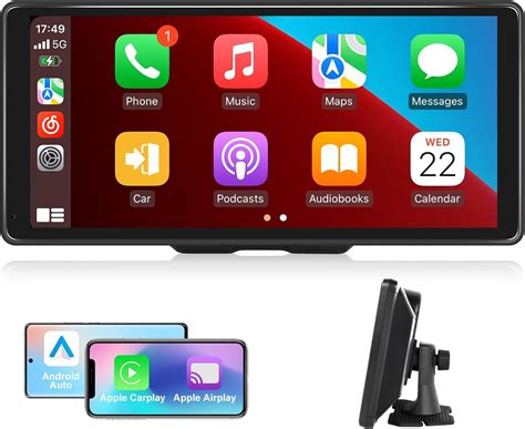 Podofo Autoradio Portable Sans Fil Apple Carplay Android Auto Cran