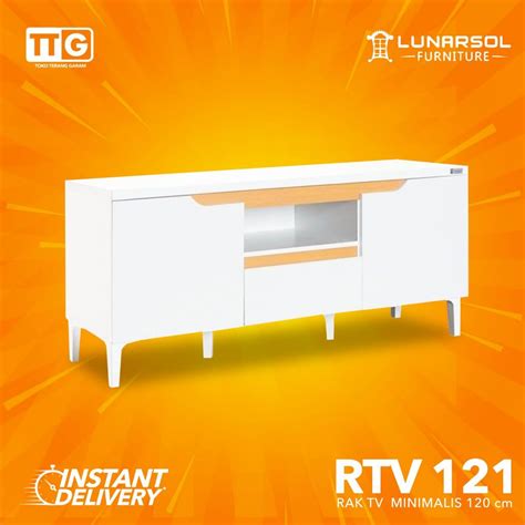 Jual LUNAR Meja Rak TV Serbaguna Minimalis Dengan 2 Pintu Laci RTV