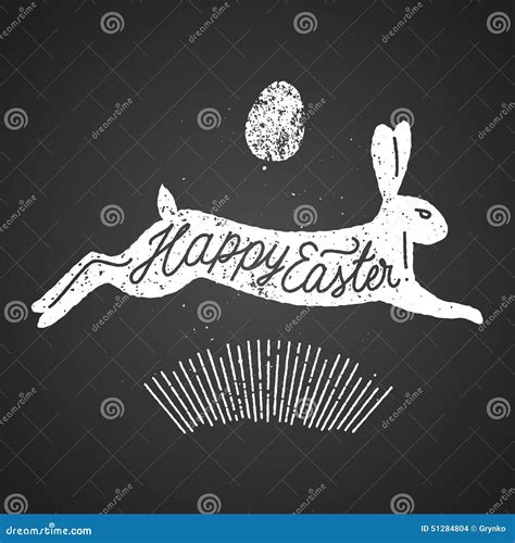 Easter Rabbit Grunge Calligraphy Vector Illustration Stock Vector