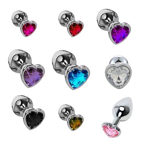 Dengjunhu Love Heart Rhinestone Stainless Steel Anal Plug Prostate Massage Adults Sex Toy