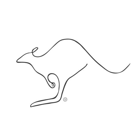 Kangaroo, one line drawing, wildlife animal Art Print by ...
