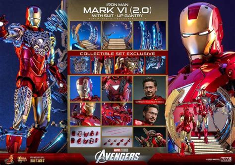 Hot Toys Iron Man Mark Vi Th Scale Collectible Figure With Suit Up Gantry