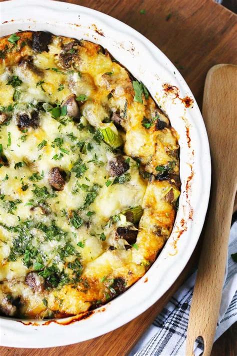 Easy Asparagus Egg Bake With Mushroom And Swiss Cheese