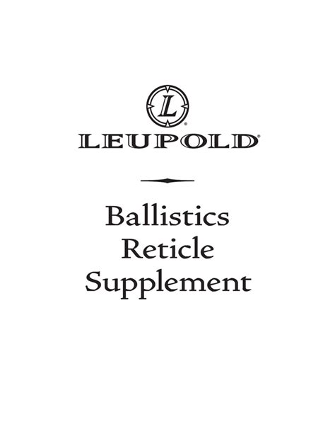 Leupold Reticles Chart | Labb by AG