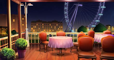 Cafe Anime Background Night Yukata Wallpaper