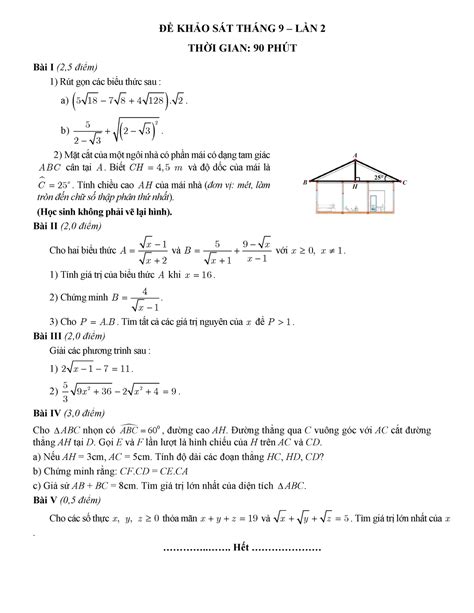 Đề 2 Khảo Sát đầu Năm ĐỀ KhẢo SÁt ThÁng 9 LẦn 2 ThỜi Gian 90 PhÚt Bài I 2 5 điểm Rút