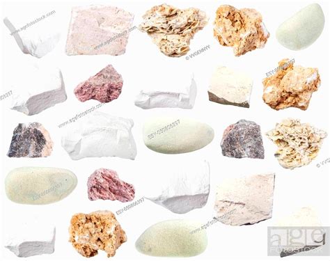 collection of various limestone sedimentary rocks (limestone, tuff, ash ...