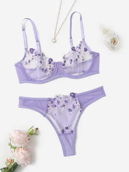 Lace Grenadine Material Transparent Lingerie Women Sexy Underwear Bra Set Floral Lengery Sexy