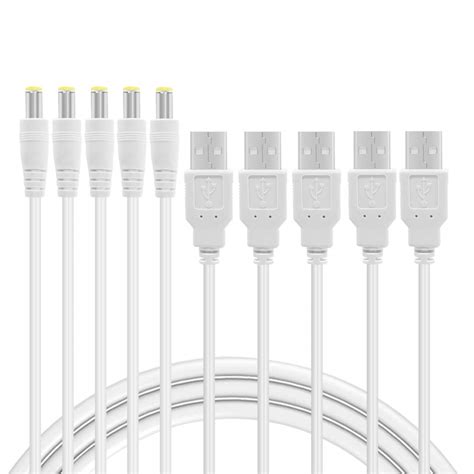 Amazon IBERLS 5 Pack White 4 Ft USB To DC Connector 5 5 X 2 1mm