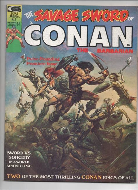 Savage Sword Of Conan 1 Vf Nm Signed By Boris Vallejo Magazine Red Sonja 1974 Comic Books