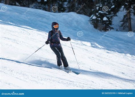 Amateur Skier On The Slope Stock Image Image Of Exercise