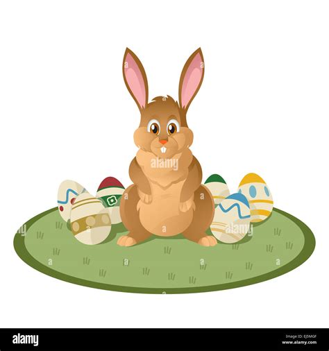 Vector Image Of Funny Cartoon Brown Easter Bunny Stock Photo Alamy