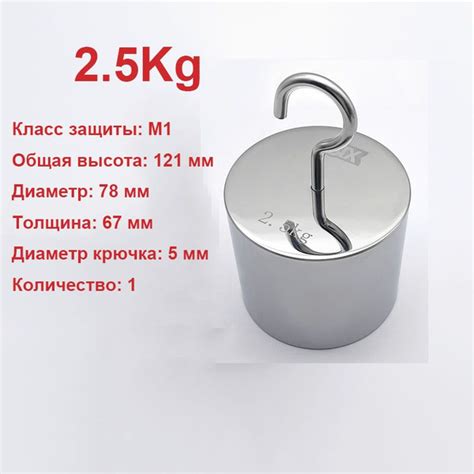 1pc 2.5kg Калибровочный грузик из нержавеющей стали марки M1 с крючком ...