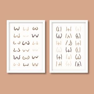 Buy Naked Prints Set Of Boobs And Bums Cute Cartoon Line Art A A A A A A