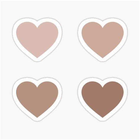 4 Aesthetic Nude Colored Hearts Sticker Pack