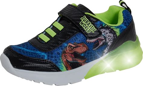 Jurassic World Boys Light Up Trainers Kids Dinosaur Sports Shoes With