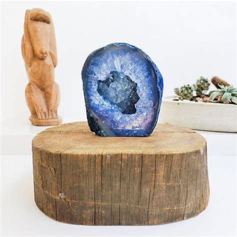 Geodo De Ágata Azul Pedra 100 Natural De Alta Qualidade