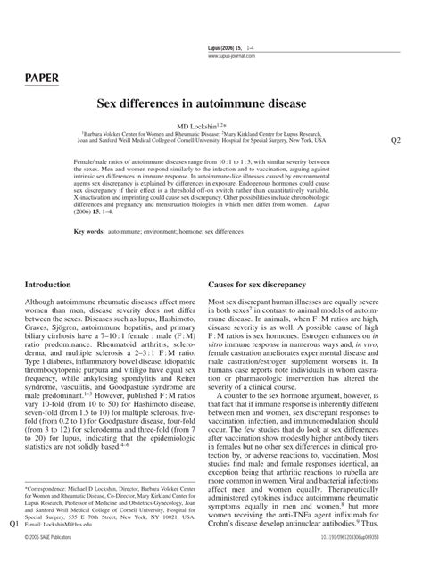 Pdf Sex Differences In Autoimmune Disease