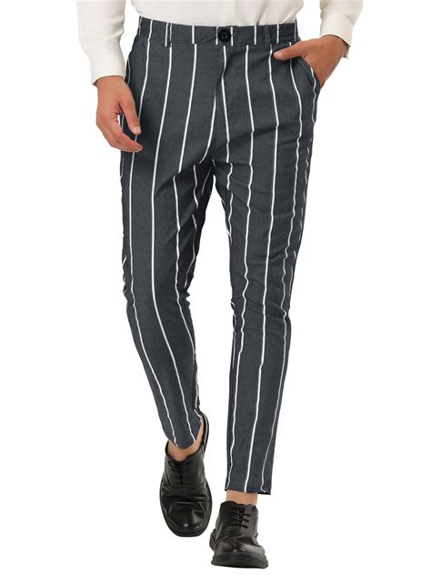 Lars Amadeus Men S Dress Stripe Pants Slim Fit Flat Front Business Trousers