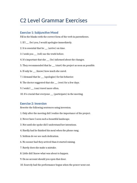 clevelgrammarexercises