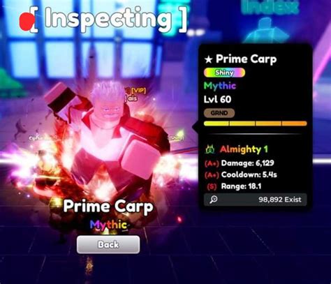 Shiny Prime Garp Almighty Trait Evo Not Evo Anime Defender Roblox