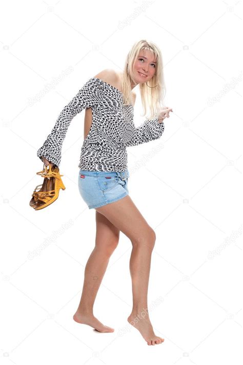 Blonde Posing Barefoot Stock Photo Iron