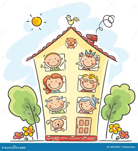 De Grote Familie Is Thuis Vector Illustratie Illustration Of Hond