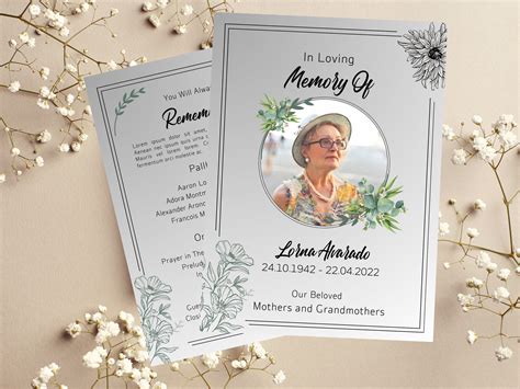 Funeral Program Template Obituary Celebration of Life Memorial Pamphlet