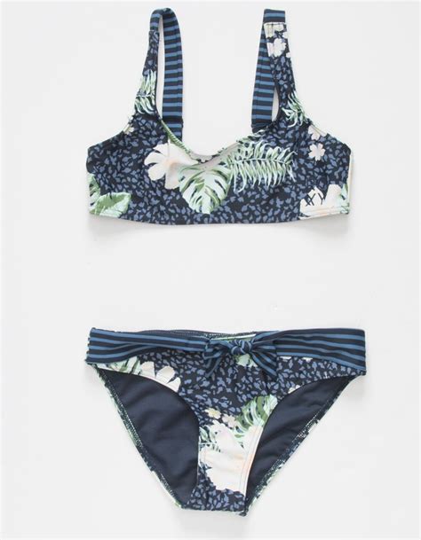 ROXY Heaven Wave Girls Bralette Bikini Set NAVY Tillys