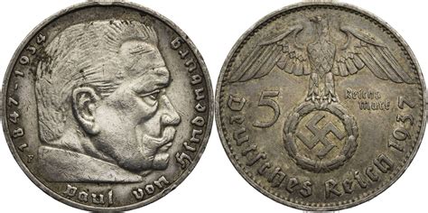 Drittes Reich Reichsmark F Hindenburg Kursm Nze Vf