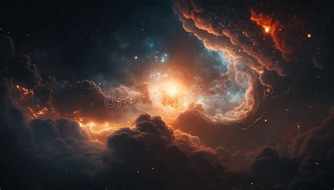 Beauty Of Endless Universe Filled With Stars And Nebula Stock