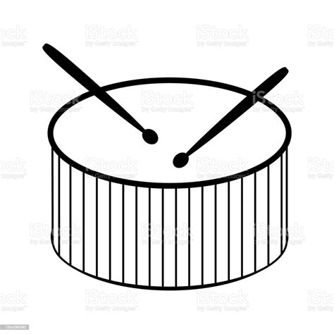 Drum And Drumsticks Icon Percussion Musical Instrument Black Line