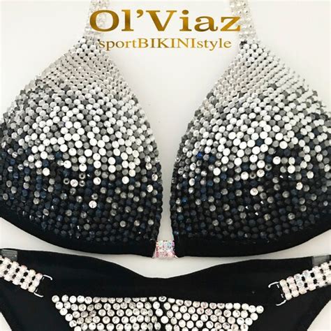 White Queen WBFF Show Bikini Spandex With Crystals Competition Etsy