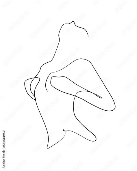 A Portrait Of A Nude Woman Covering Her Breasts Is Drawn In One Line Art Style Romantic