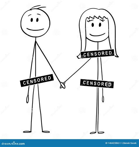 Fumetto Delle Coppie Nude O Nude L Uomo E La Donna Con Il Pene Censurato Della Copertura Del