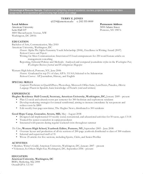 10+ Chronological Resume Templates - PDF, DOC
