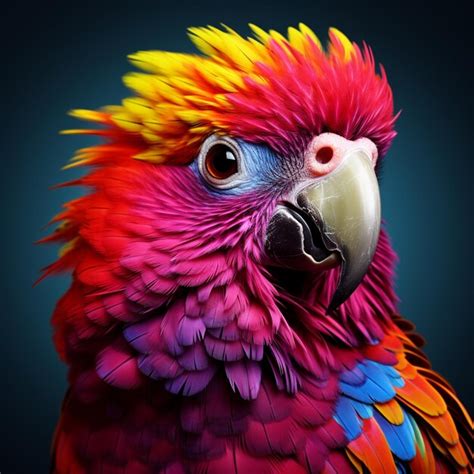 Premium Ai Image Brightly Colored Parrot With A Black Background