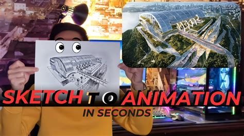 تبدیل طراحی اسکیس معماری به رندر و انیمیشن در چند ثانیه😍 l fastest way ...